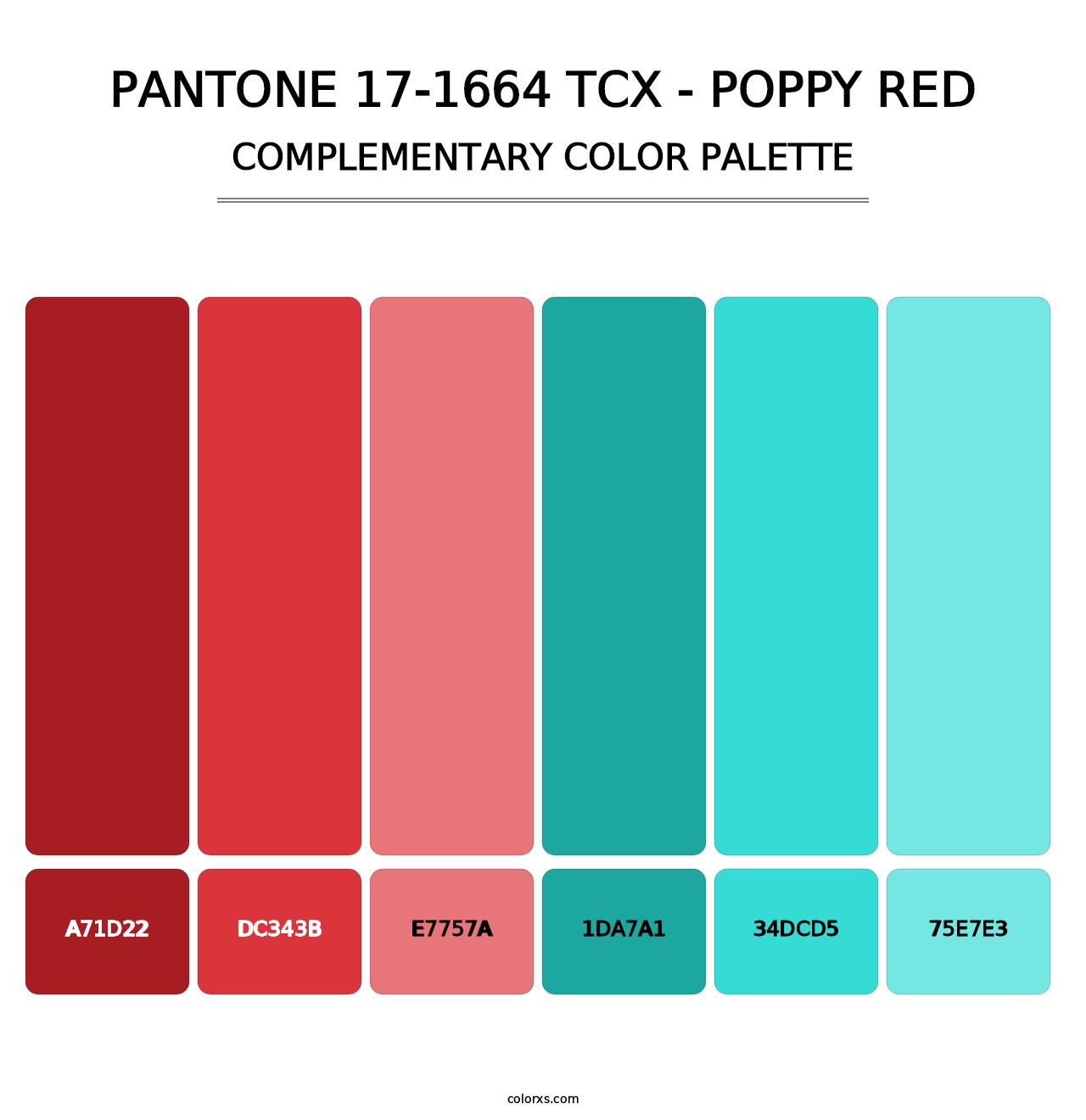 PANTONE 17-1664 TCX - Poppy Red - Complementary Color Palette