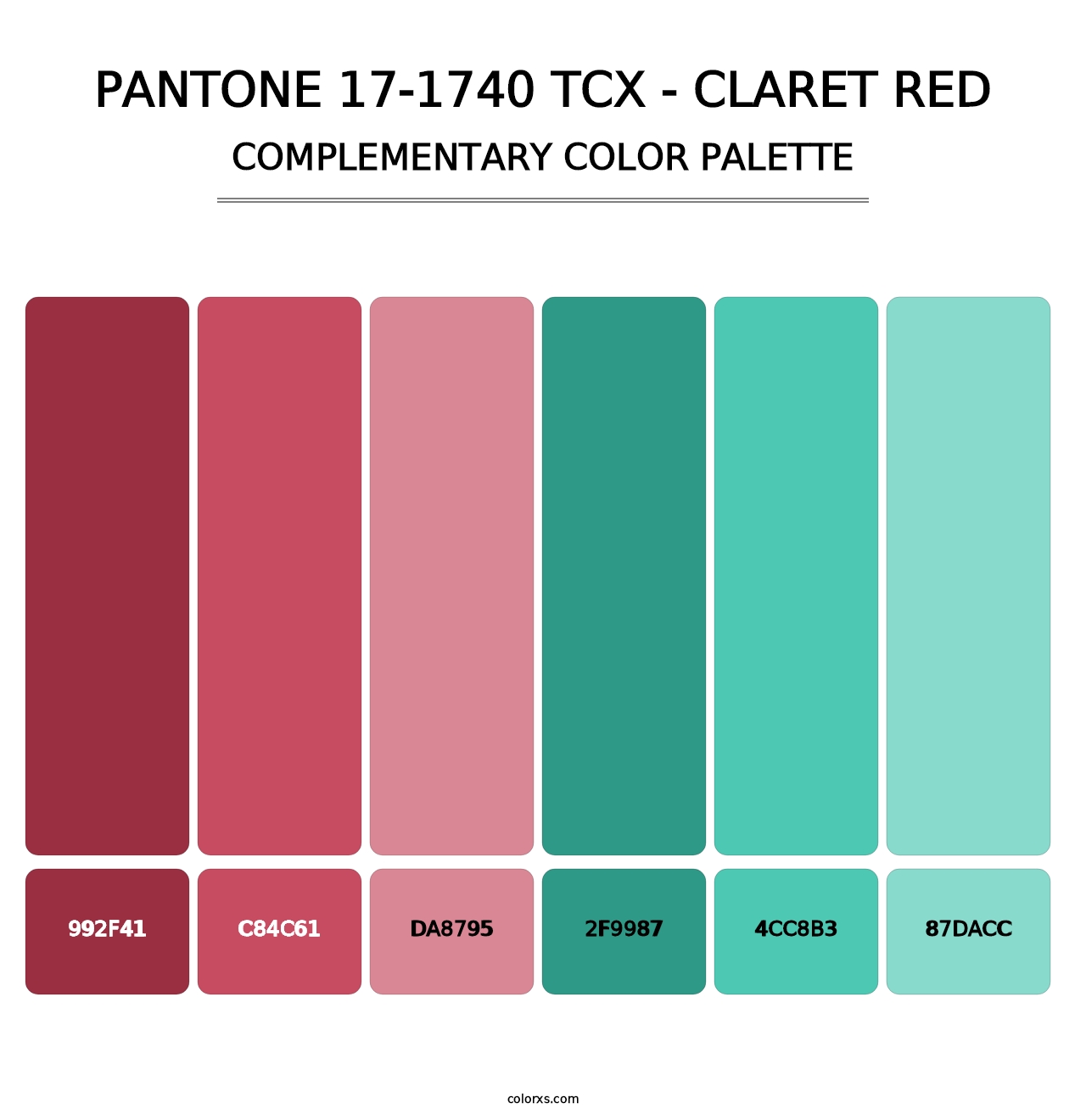 PANTONE 17-1740 TCX - Claret Red - Complementary Color Palette