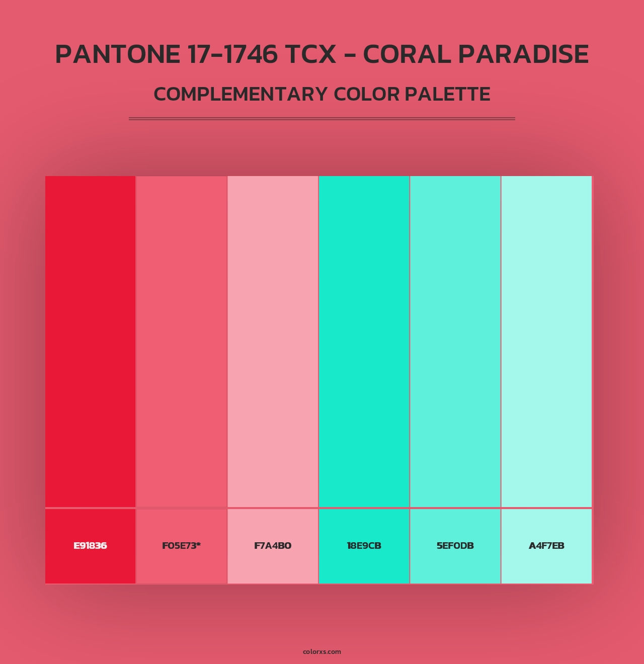 PANTONE 17-1746 TCX - Coral Paradise - Complementary Color Palette