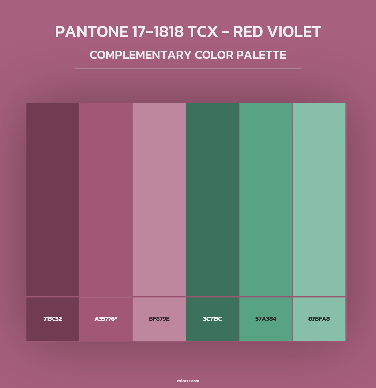 PANTONE 17-1818 TCX - Red Violet - Complementary Color Palette