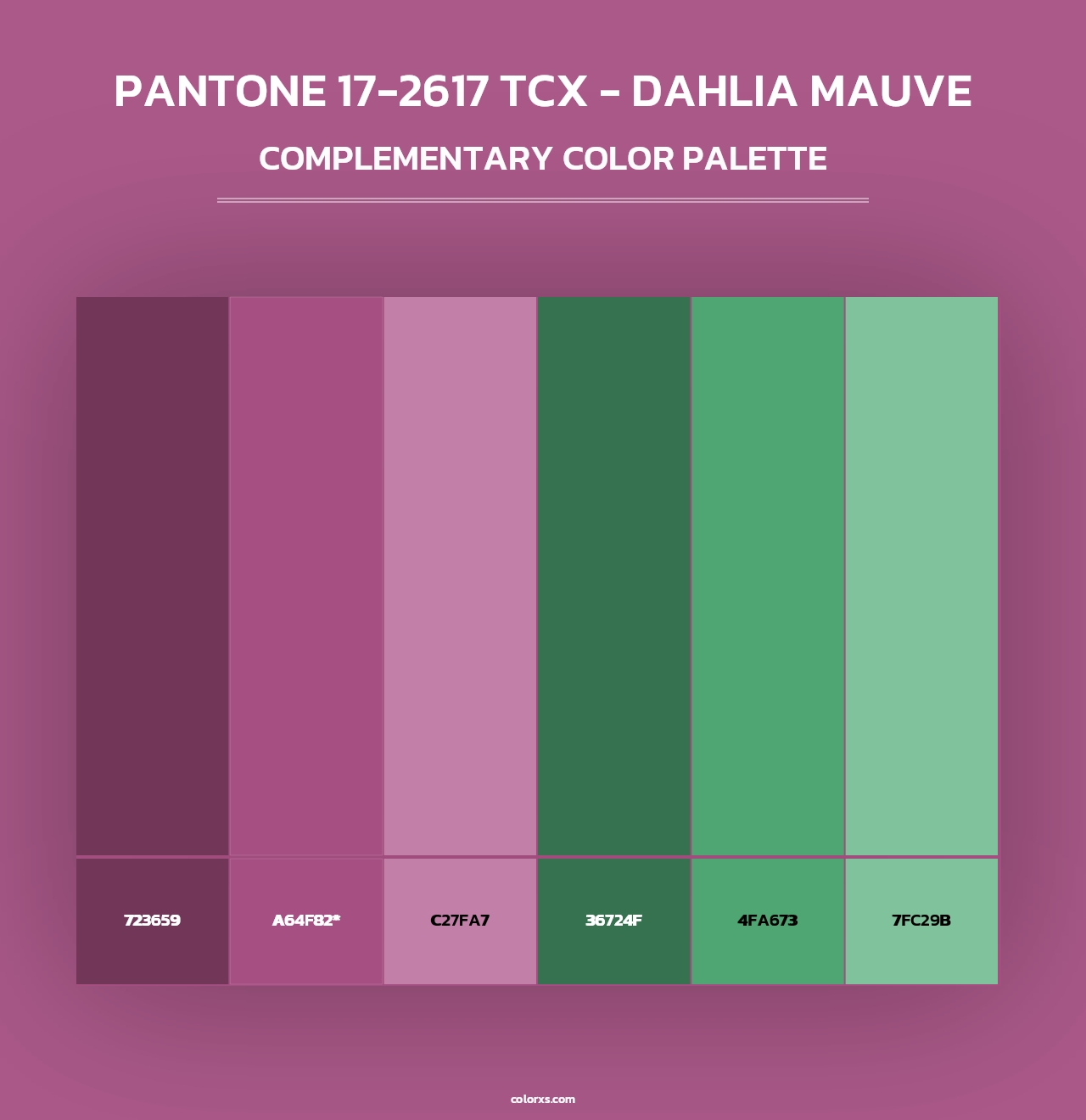 PANTONE 17-2617 TCX - Dahlia Mauve - Complementary Color Palette