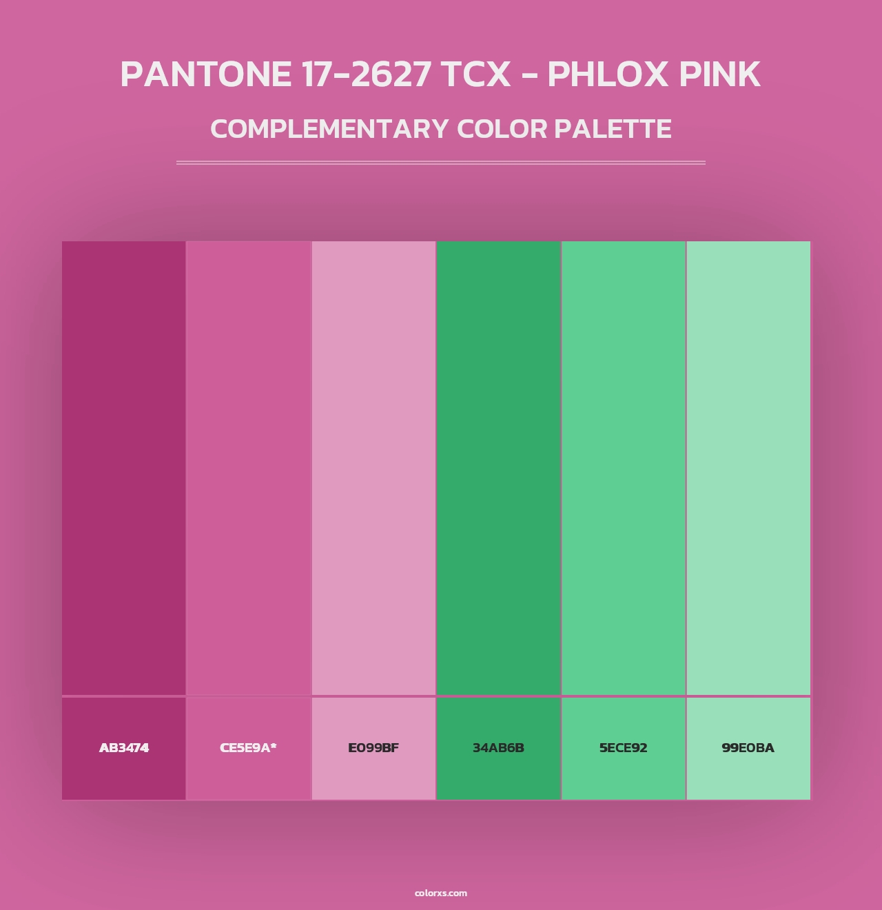 PANTONE 17-2627 TCX - Phlox Pink - Complementary Color Palette