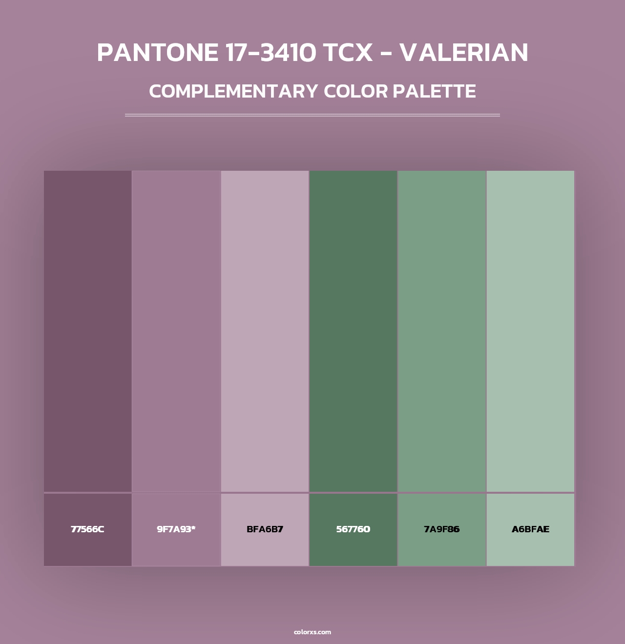 PANTONE 17-3410 TCX - Valerian - Complementary Color Palette