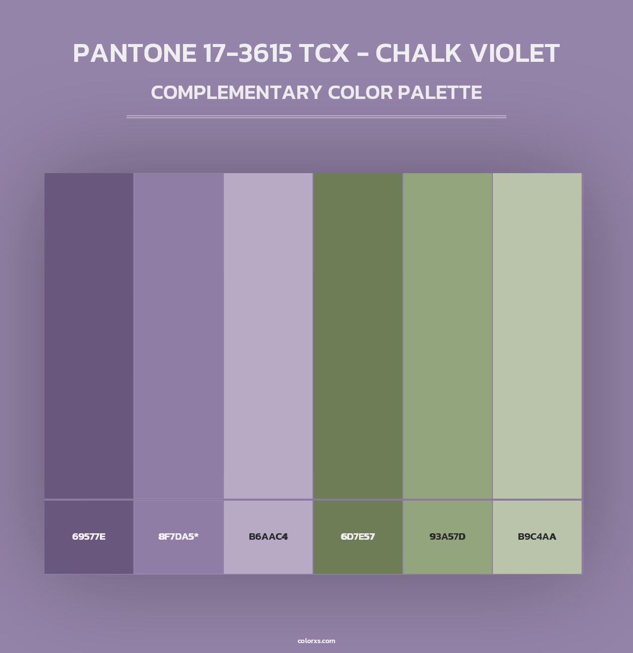 PANTONE 17-3615 TCX - Chalk Violet - Complementary Color Palette