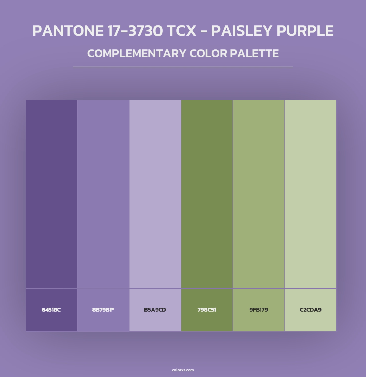 PANTONE 17-3730 TCX - Paisley Purple - Complementary Color Palette