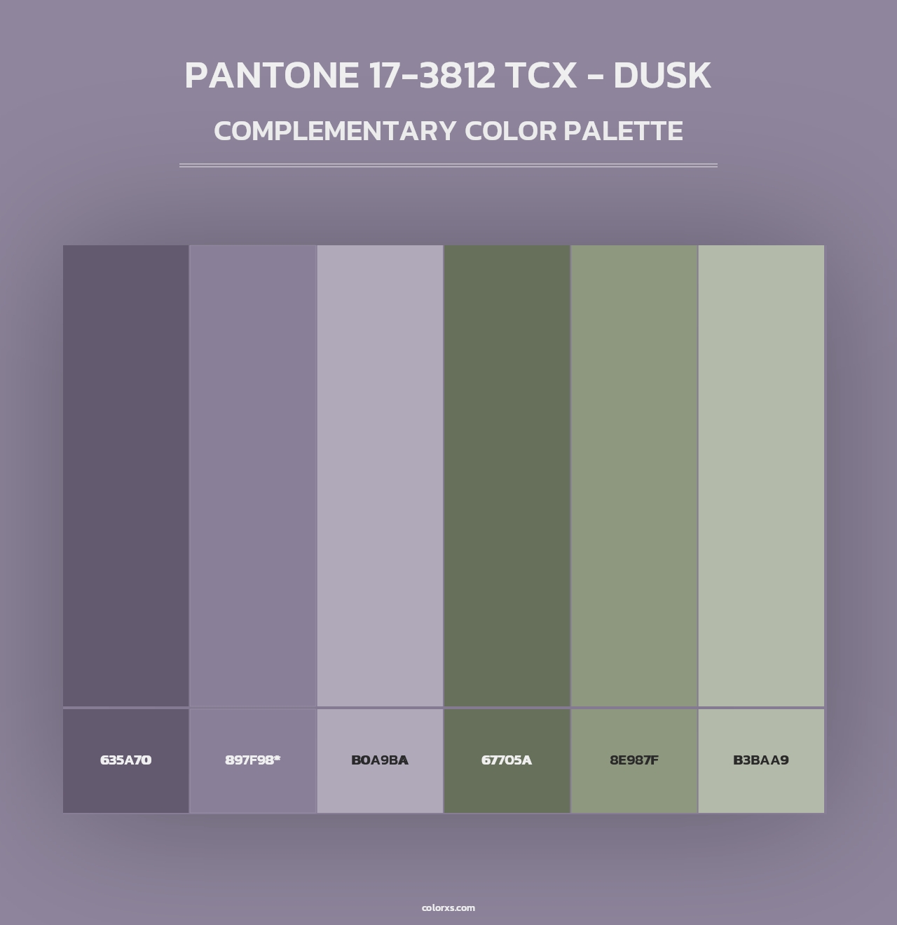 PANTONE 17-3812 TCX - Dusk - Complementary Color Palette