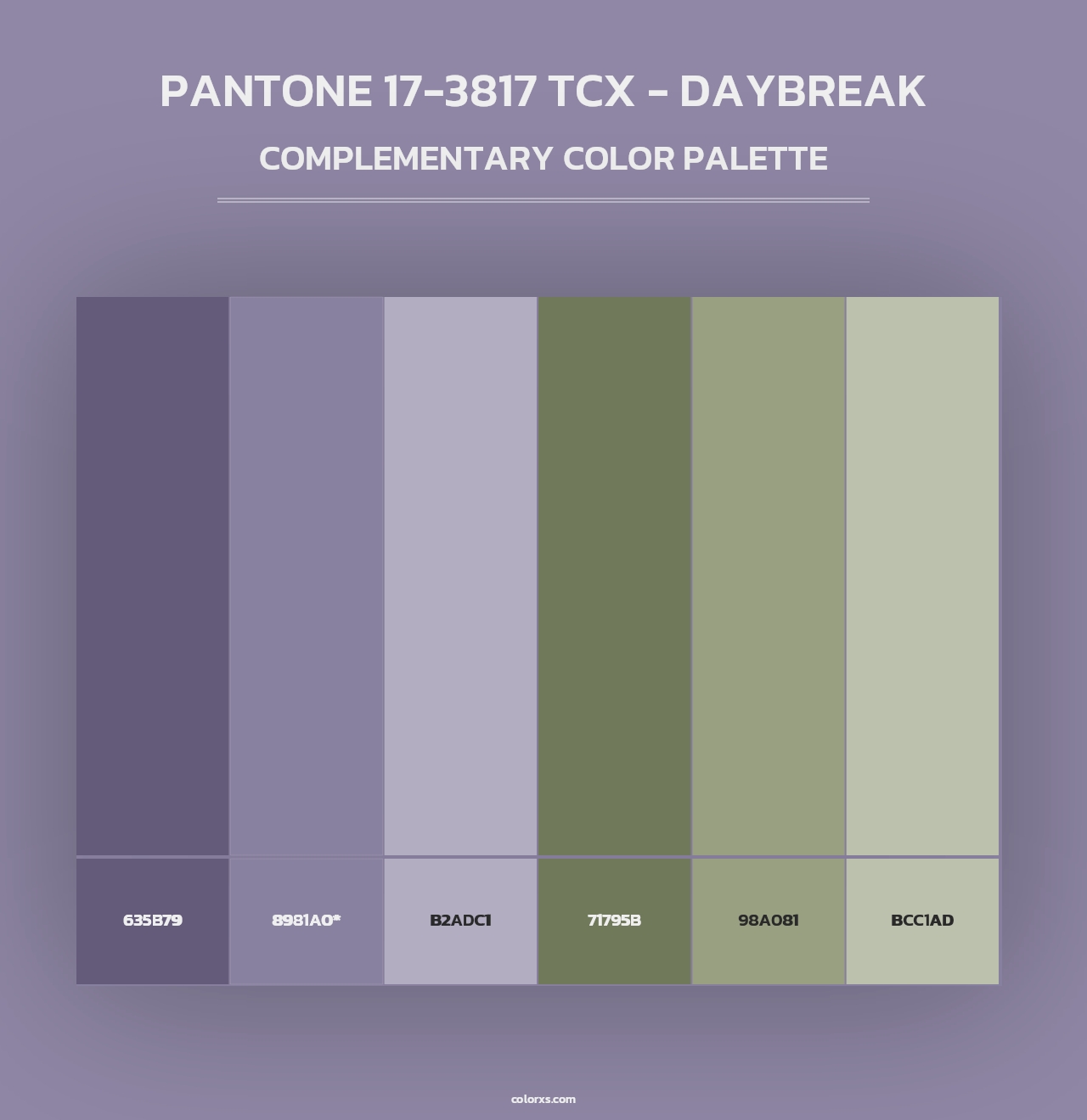 PANTONE 17-3817 TCX - Daybreak - Complementary Color Palette