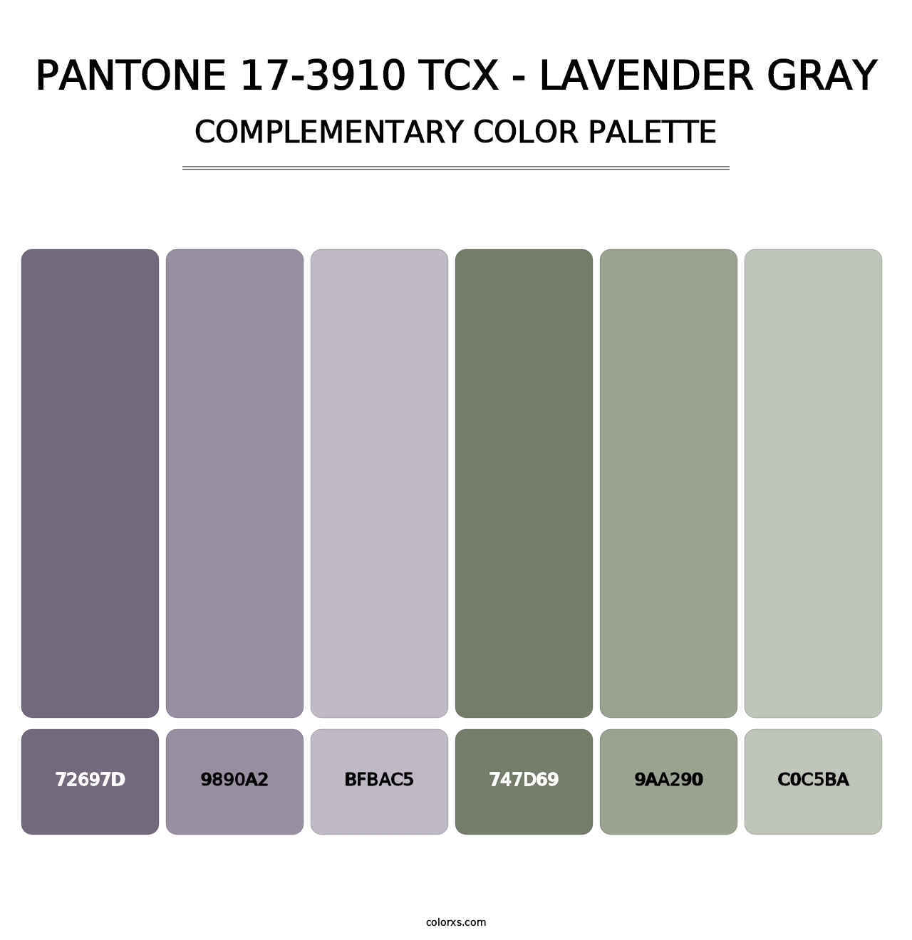 PANTONE 17-3910 TCX - Lavender Gray - Complementary Color Palette