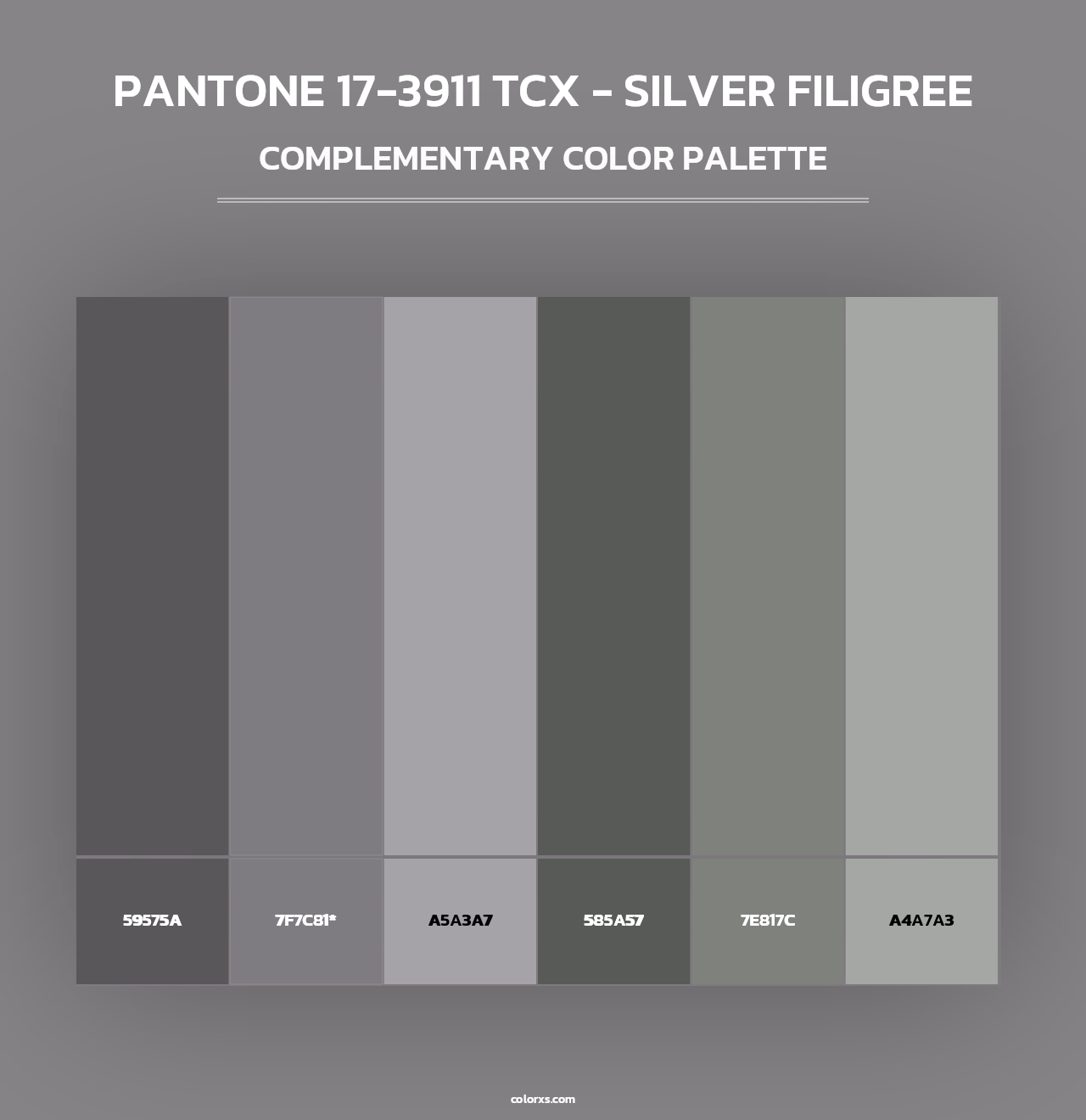 PANTONE 17-3911 TCX - Silver Filigree - Complementary Color Palette