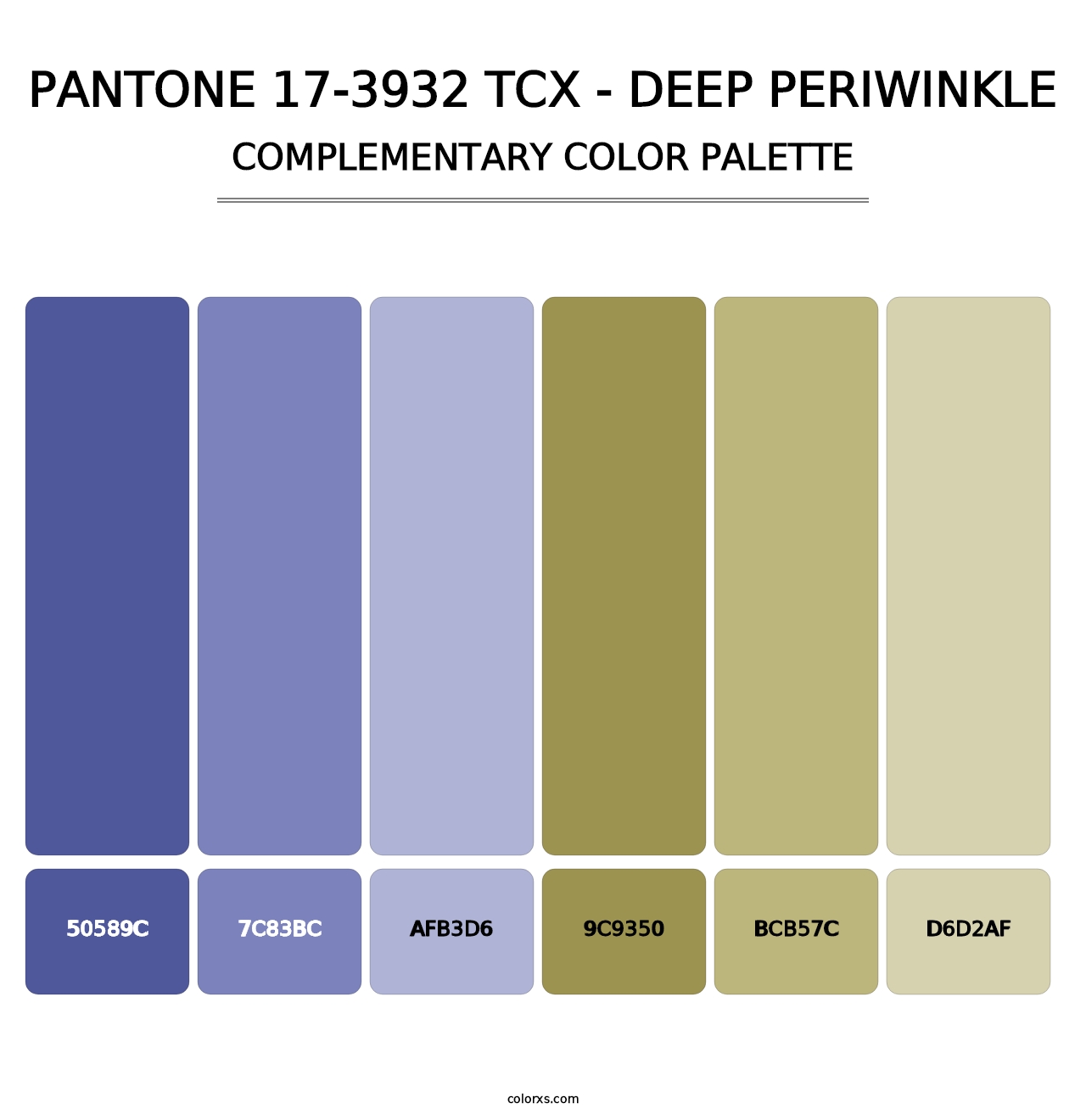 PANTONE 17-3932 TCX - Deep Periwinkle - Complementary Color Palette