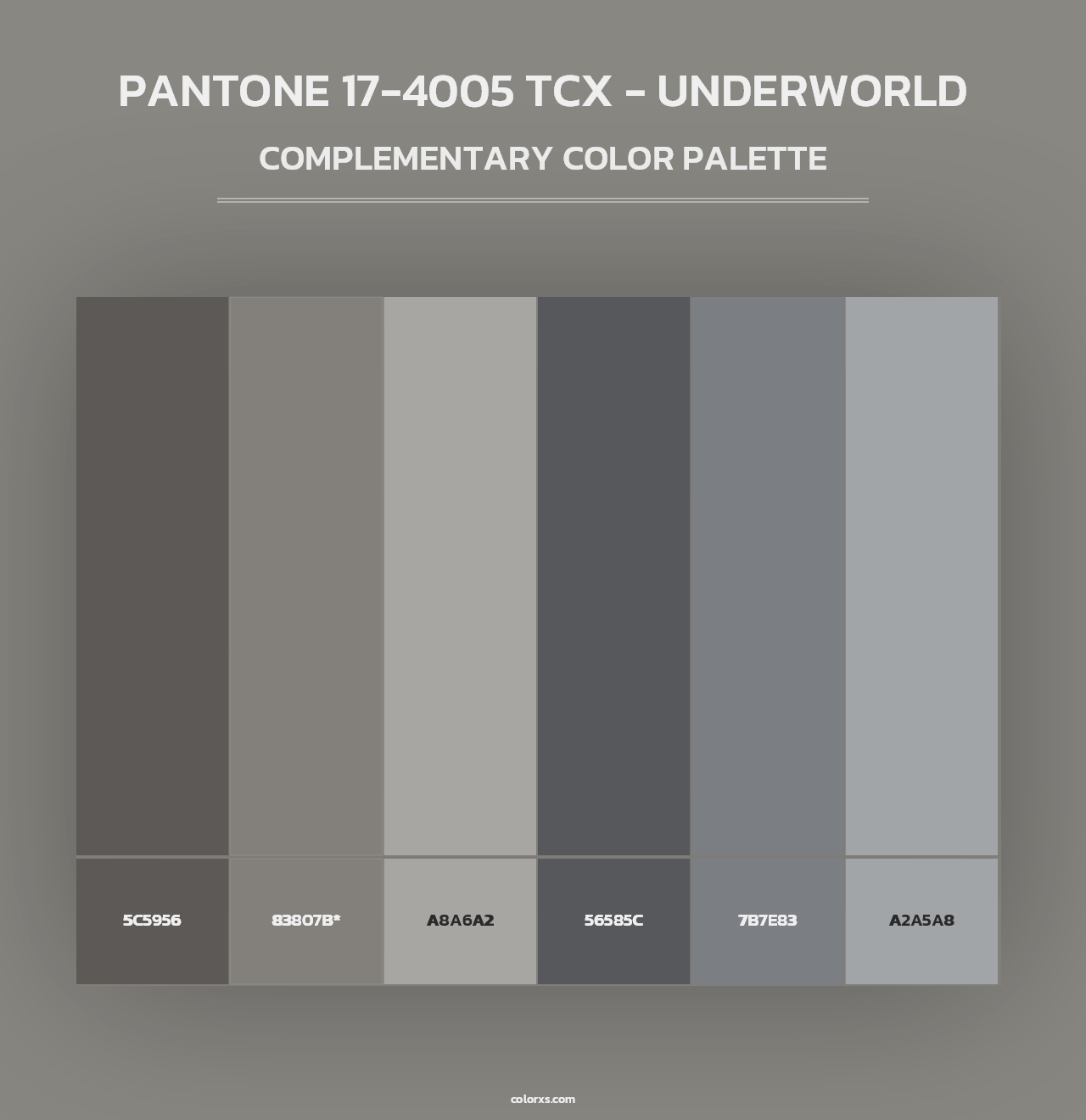 PANTONE 17-4005 TCX - Underworld - Complementary Color Palette