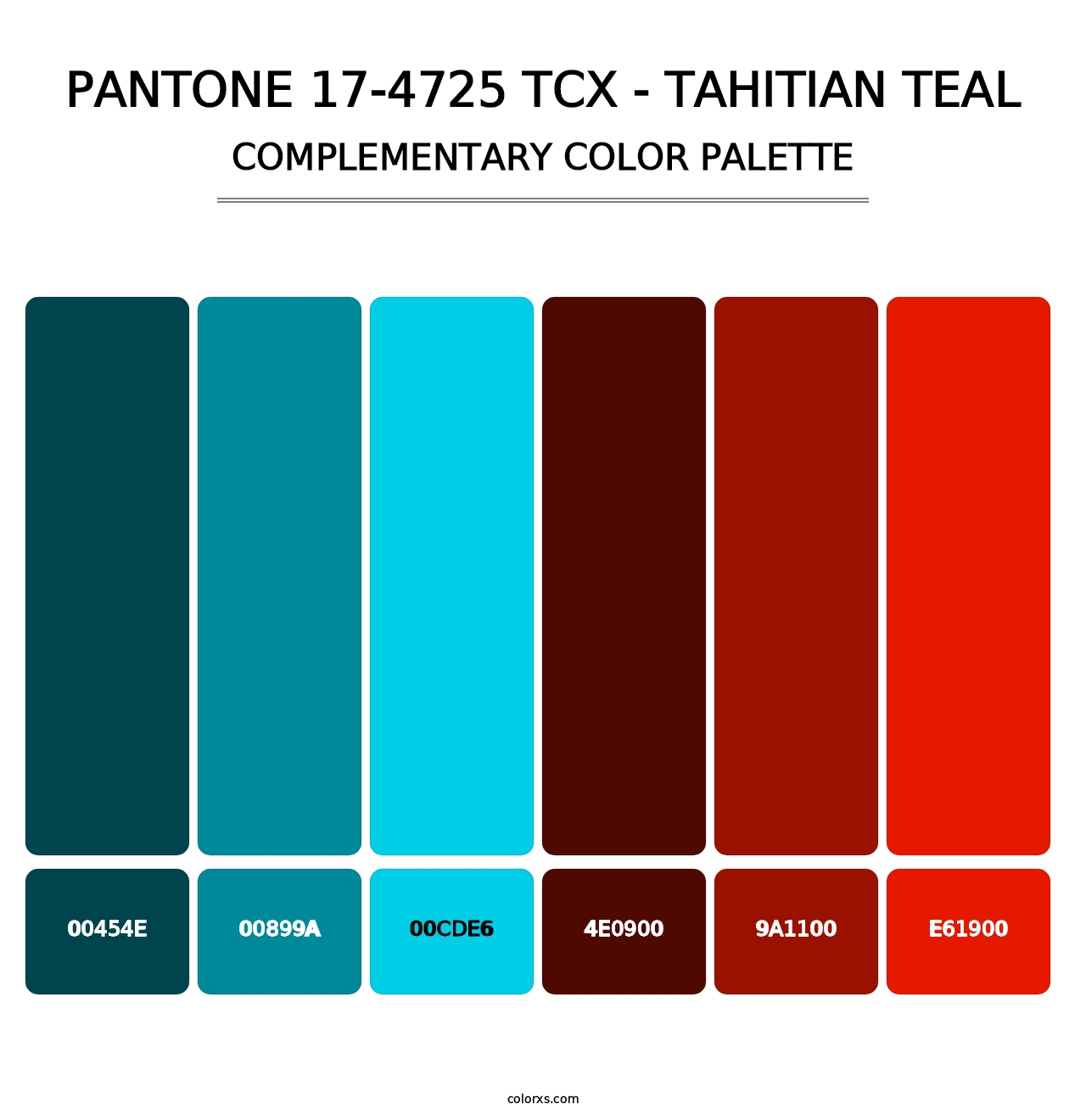 PANTONE 17-4725 TCX - Tahitian Teal - Complementary Color Palette