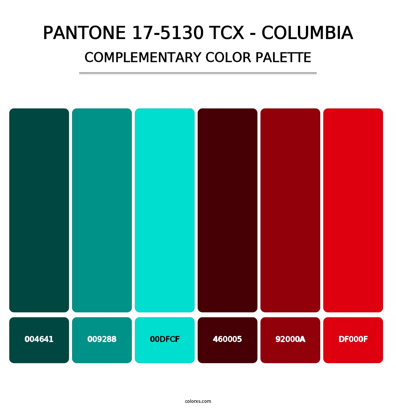PANTONE 17-5130 TCX - Columbia - Complementary Color Palette