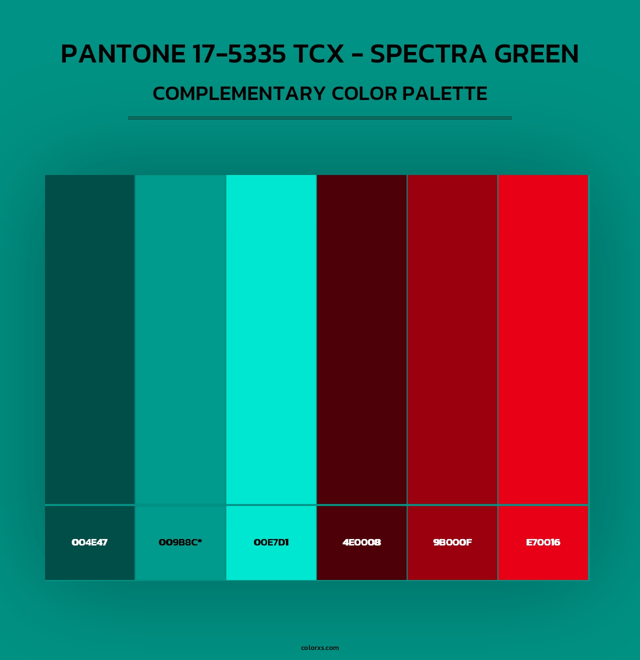 PANTONE 17-5335 TCX - Spectra Green - Complementary Color Palette
