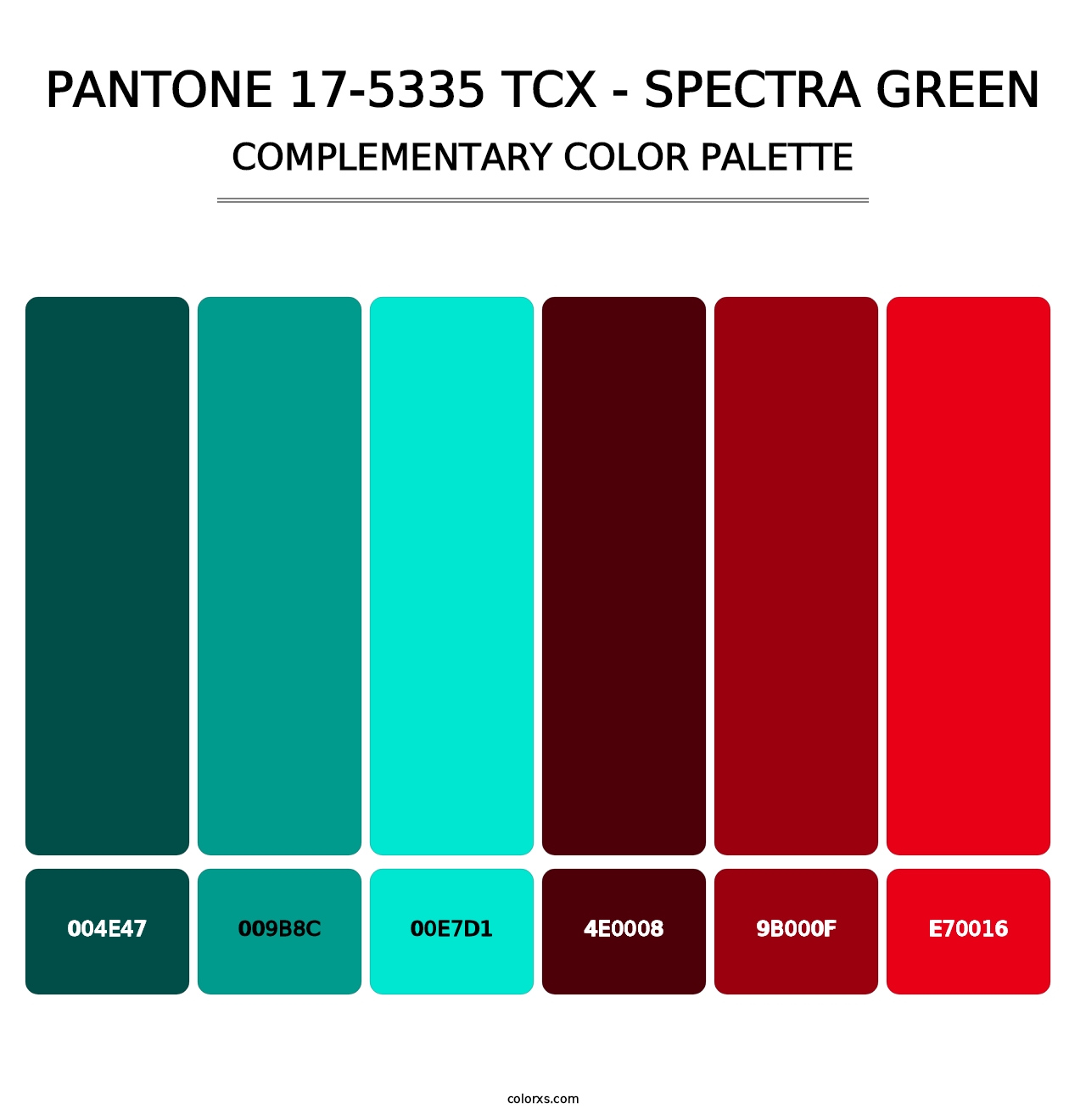 PANTONE 17-5335 TCX - Spectra Green - Complementary Color Palette