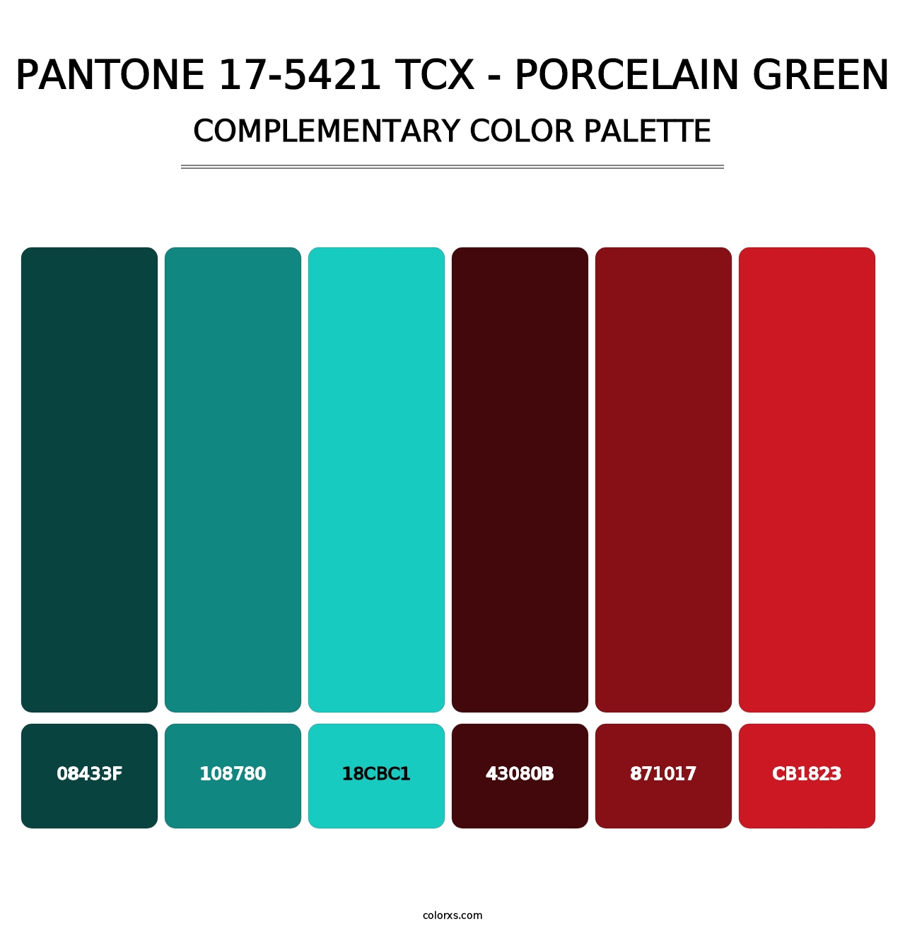 PANTONE 17-5421 TCX - Porcelain Green - Complementary Color Palette