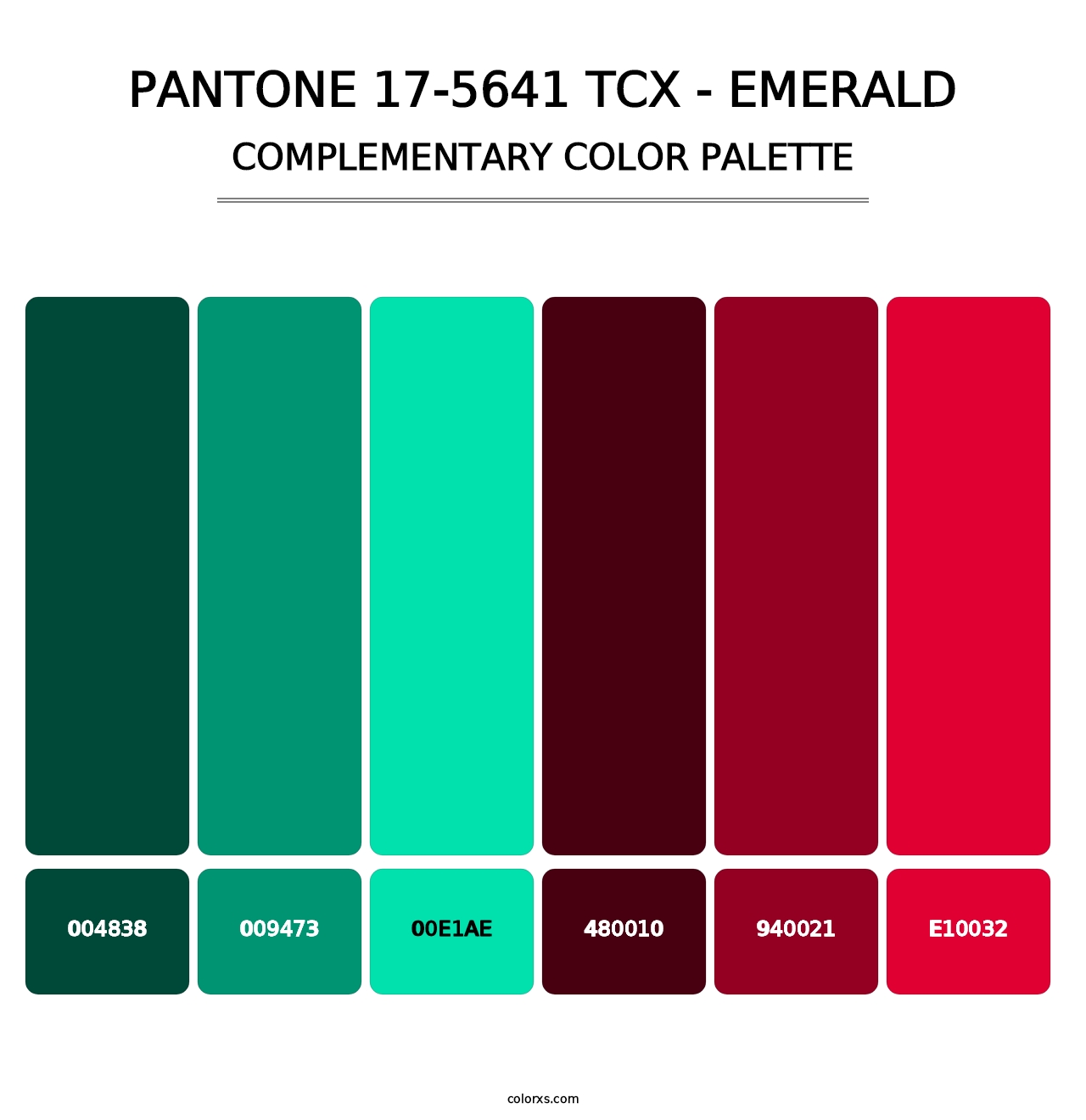 PANTONE 17-5641 TCX - Emerald - Complementary Color Palette