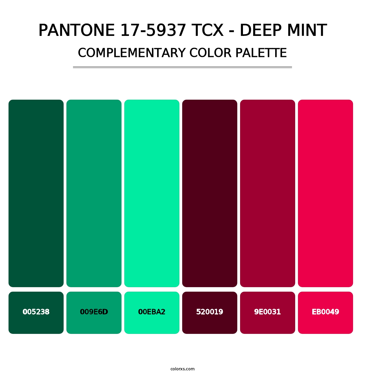 PANTONE 17-5937 TCX - Deep Mint - Complementary Color Palette