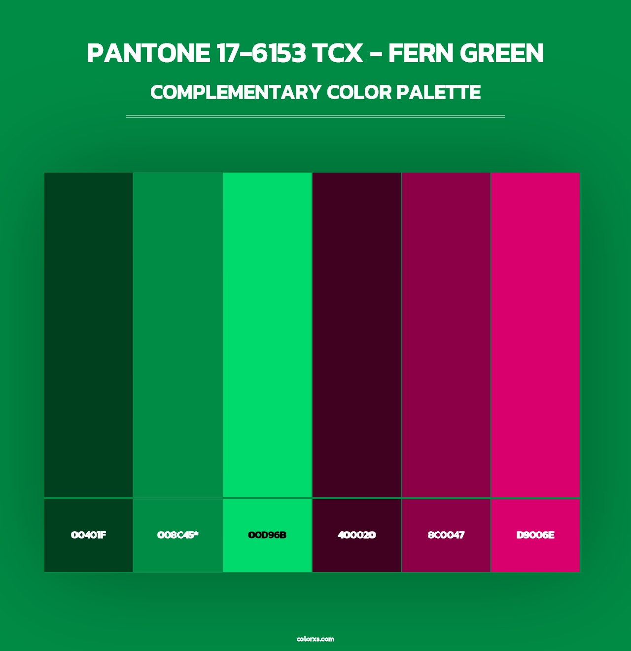 PANTONE 17-6153 TCX - Fern Green - Complementary Color Palette