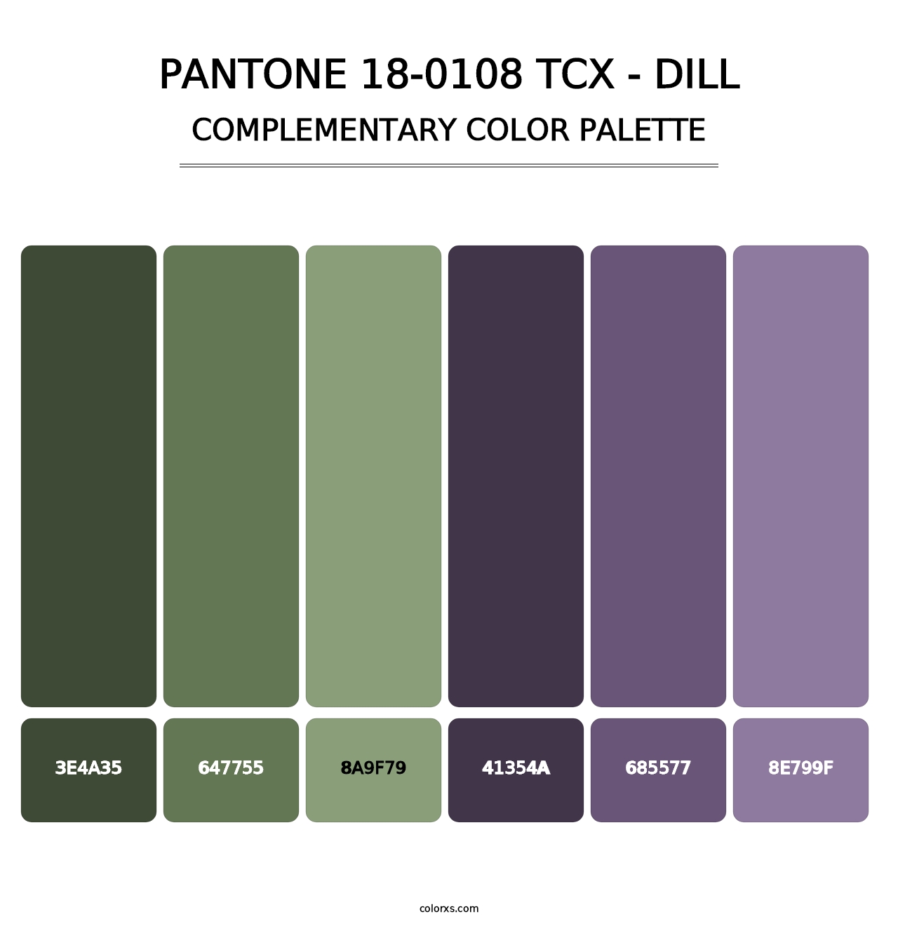 PANTONE 18-0108 TCX - Dill - Complementary Color Palette