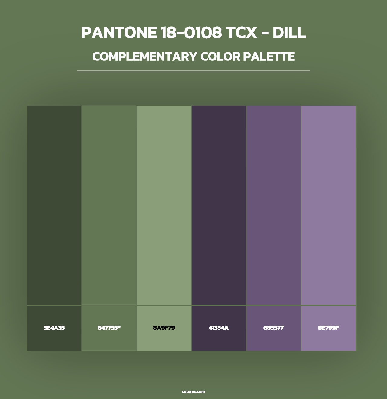 PANTONE 18-0108 TCX - Dill - Complementary Color Palette