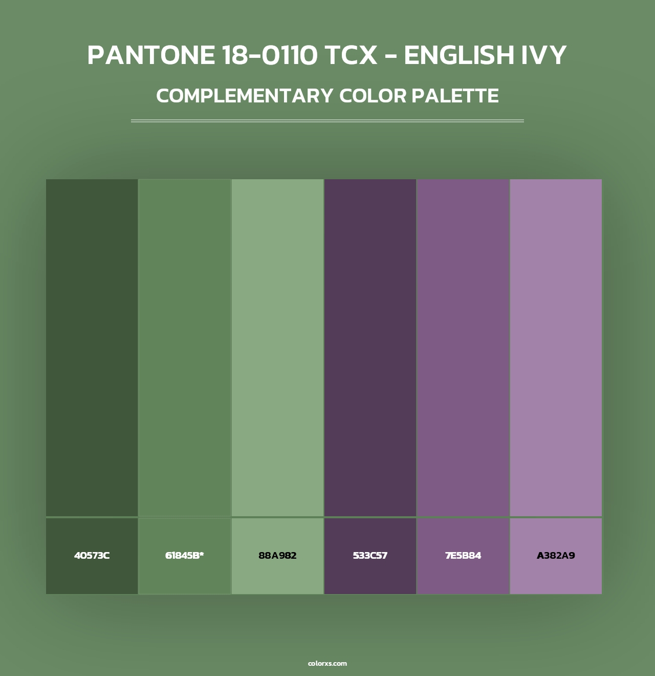 PANTONE 18-0110 TCX - English Ivy - Complementary Color Palette