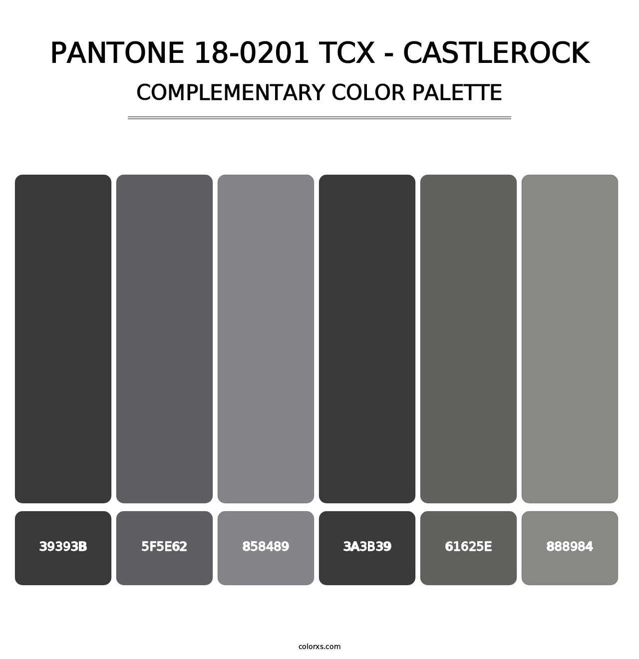 PANTONE 18-0201 TCX - Castlerock - Complementary Color Palette