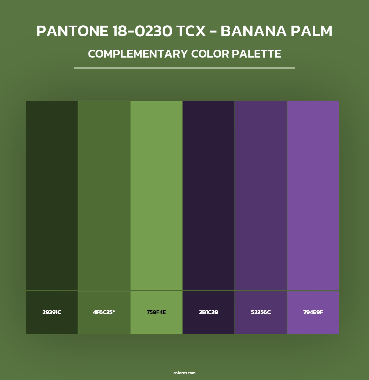 PANTONE 18-0230 TCX - Banana Palm - Complementary Color Palette