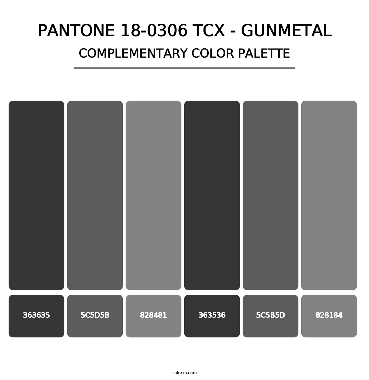 PANTONE 18-0306 TCX - Gunmetal - Complementary Color Palette