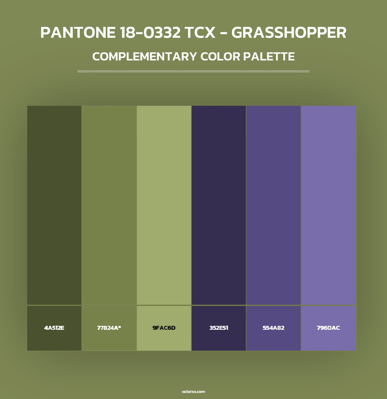PANTONE 18-0332 TCX - Grasshopper - Complementary Color Palette