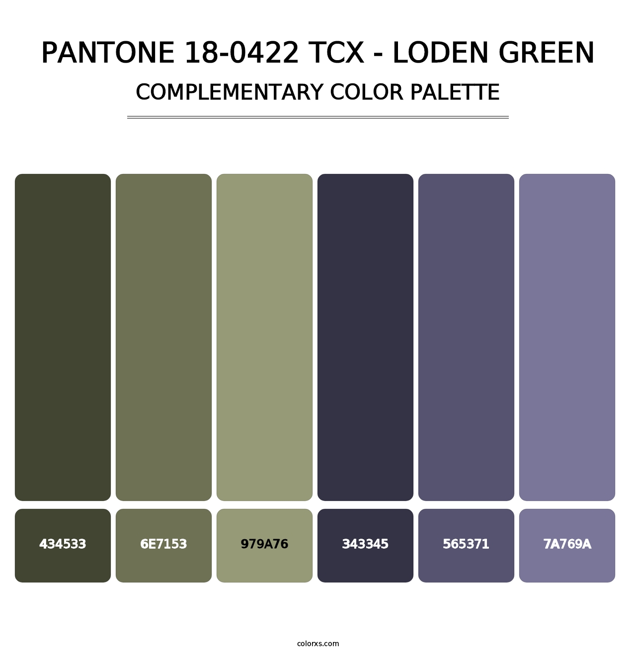PANTONE 18-0422 TCX - Loden Green - Complementary Color Palette