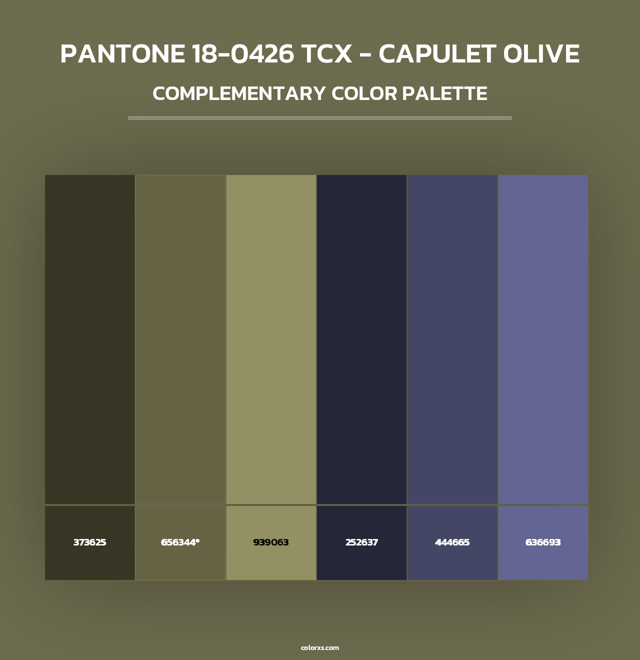 PANTONE 18-0426 TCX - Capulet Olive - Complementary Color Palette
