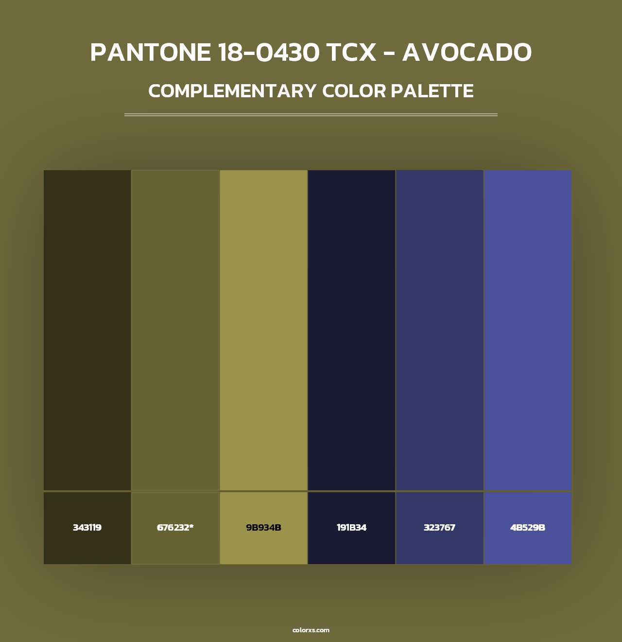 PANTONE 18-0430 TCX - Avocado - Complementary Color Palette