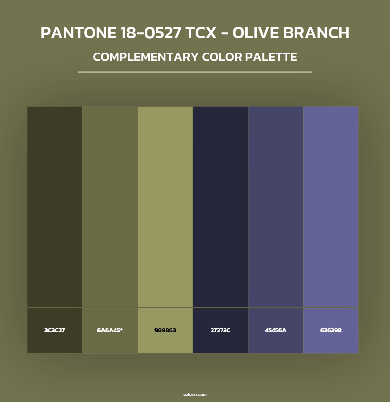 PANTONE 18-0527 TCX - Olive Branch - Complementary Color Palette