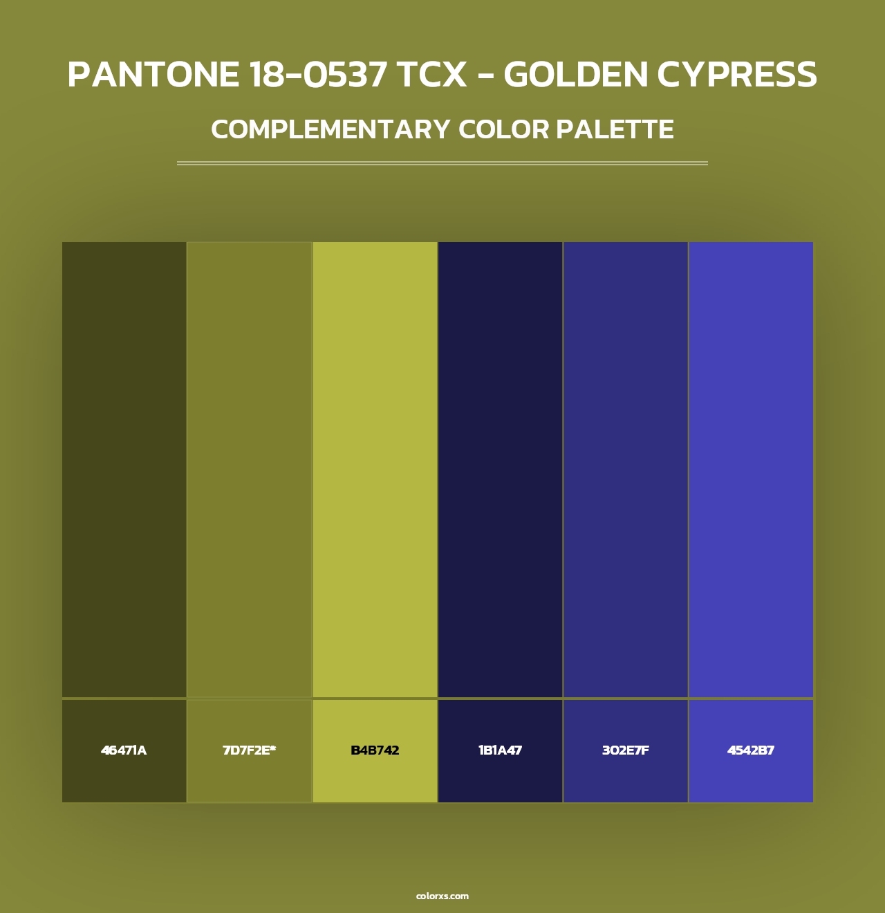PANTONE 18-0537 TCX - Golden Cypress - Complementary Color Palette