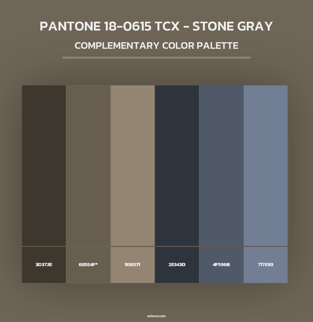 PANTONE 18-0615 TCX - Stone Gray - Complementary Color Palette