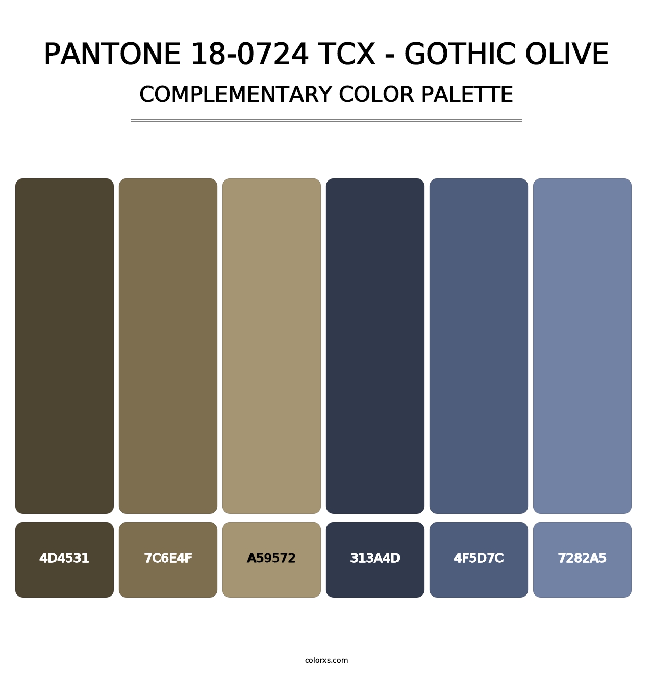 PANTONE 18-0724 TCX - Gothic Olive - Complementary Color Palette