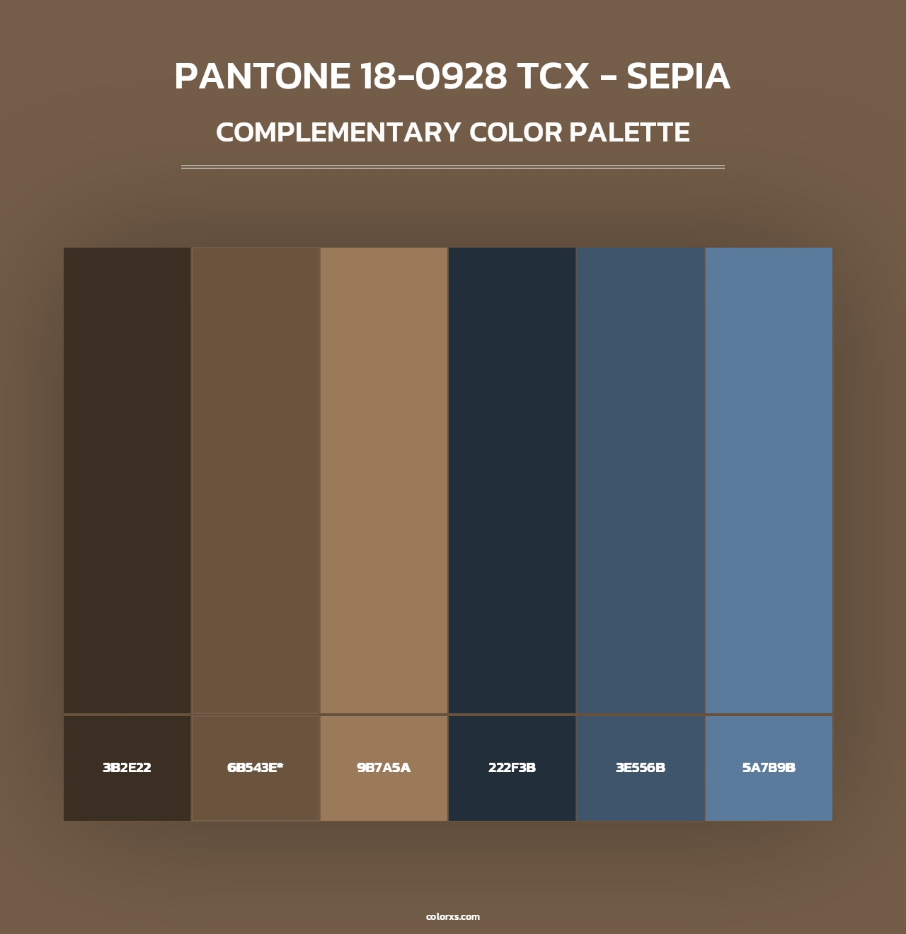 PANTONE 18-0928 TCX - Sepia - Complementary Color Palette