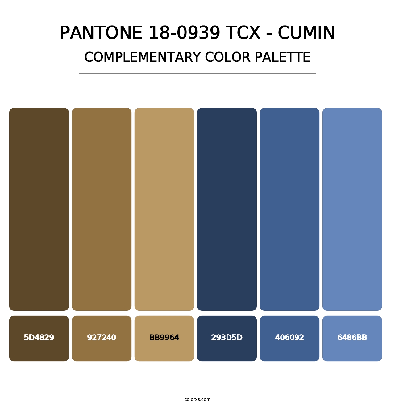 PANTONE 18-0939 TCX - Cumin - Complementary Color Palette
