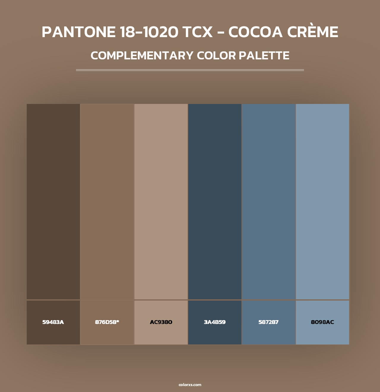 PANTONE 18-1020 TCX - Cocoa Crème - Complementary Color Palette