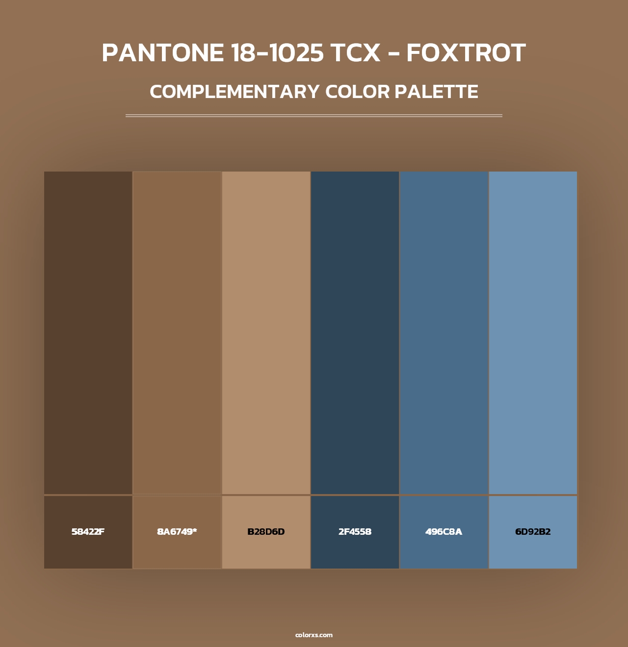 PANTONE 18-1025 TCX - Foxtrot - Complementary Color Palette