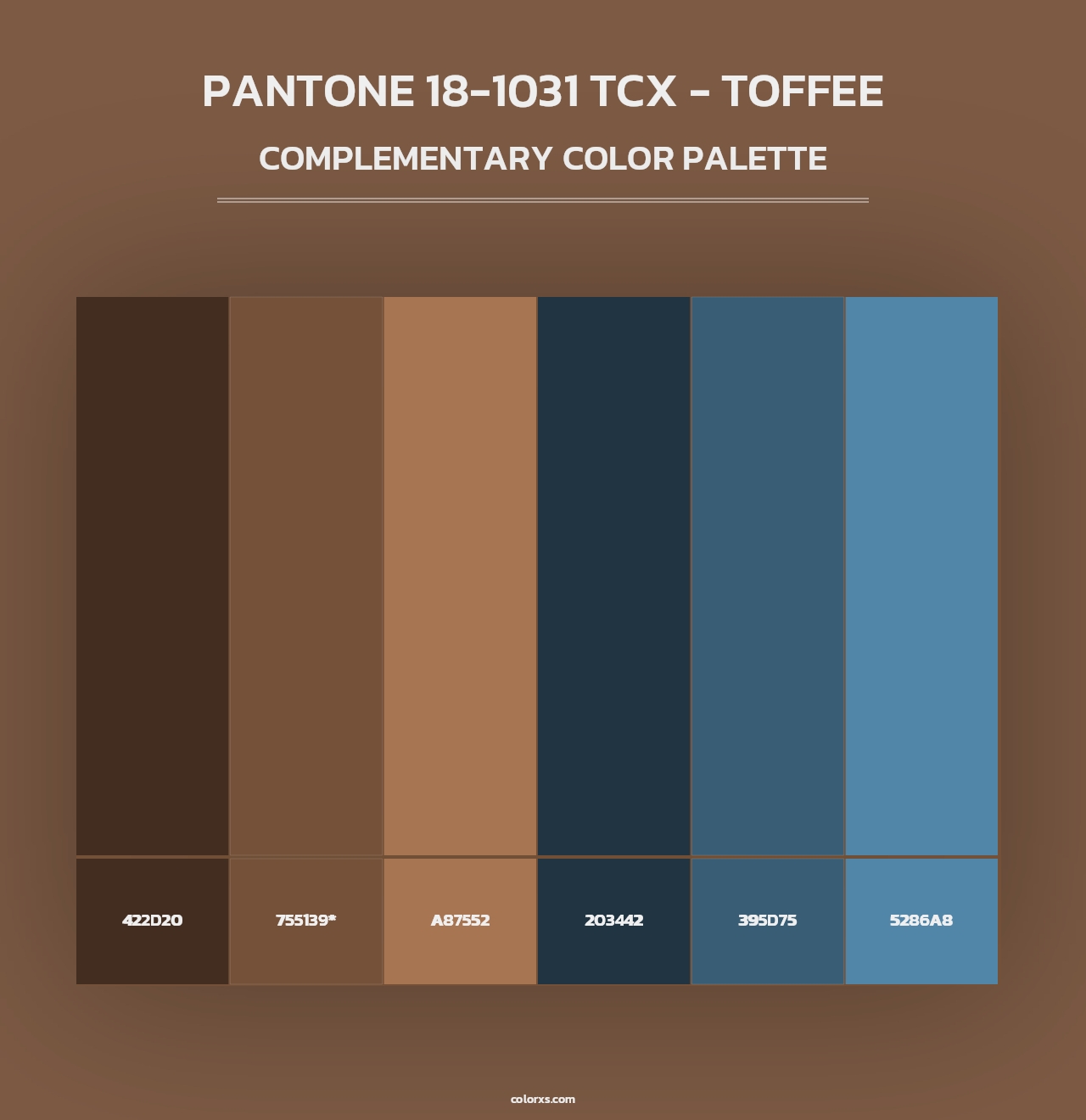 PANTONE 18-1031 TCX - Toffee - Complementary Color Palette
