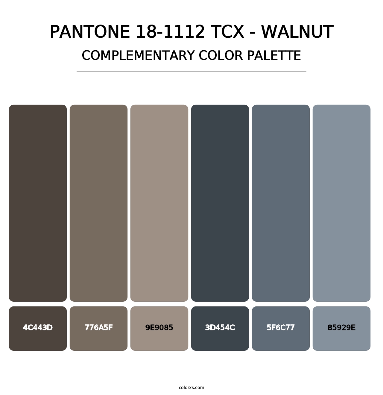PANTONE 18-1112 TCX - Walnut - Complementary Color Palette