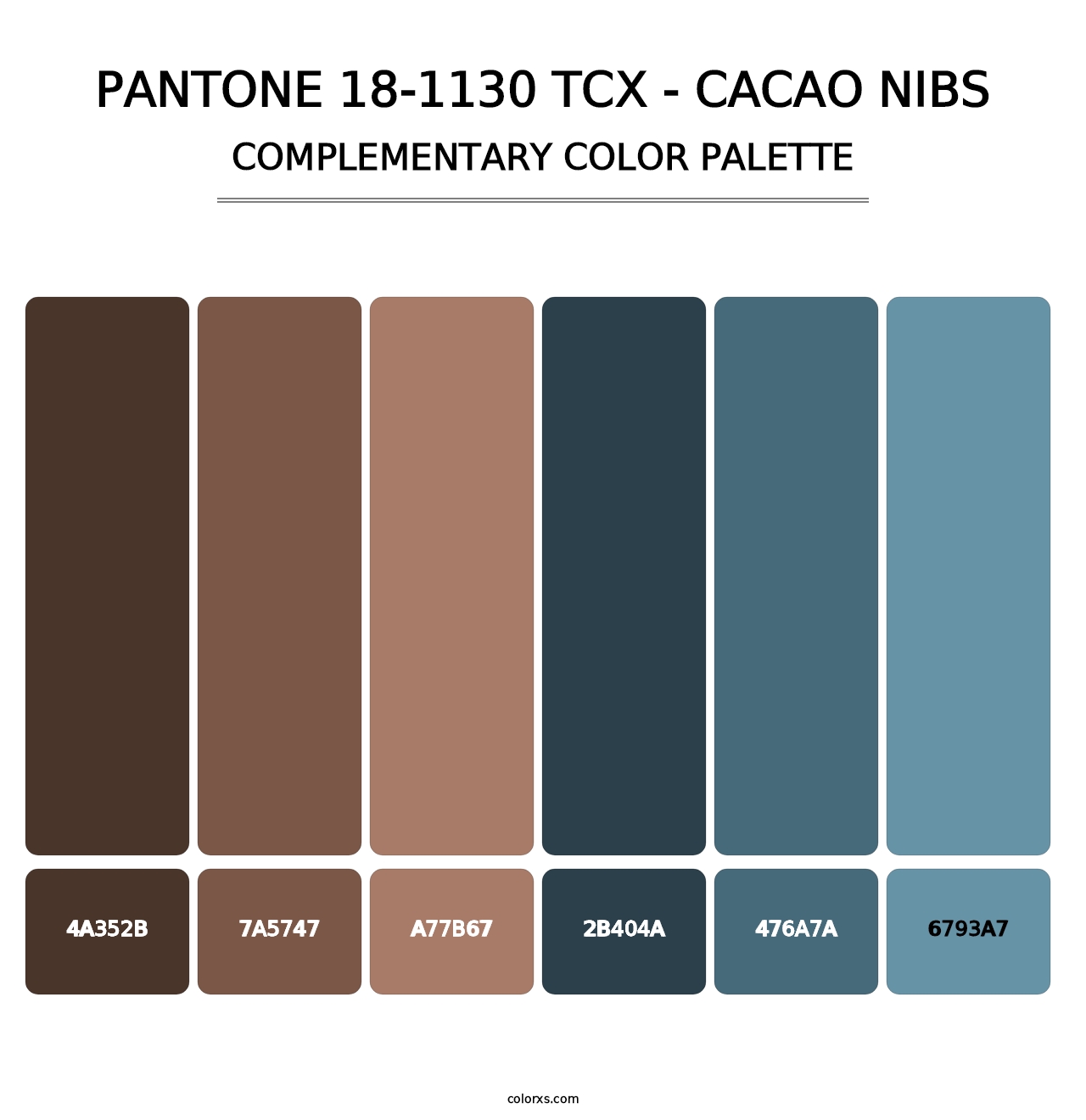 PANTONE 18-1130 TCX - Cacao Nibs - Complementary Color Palette