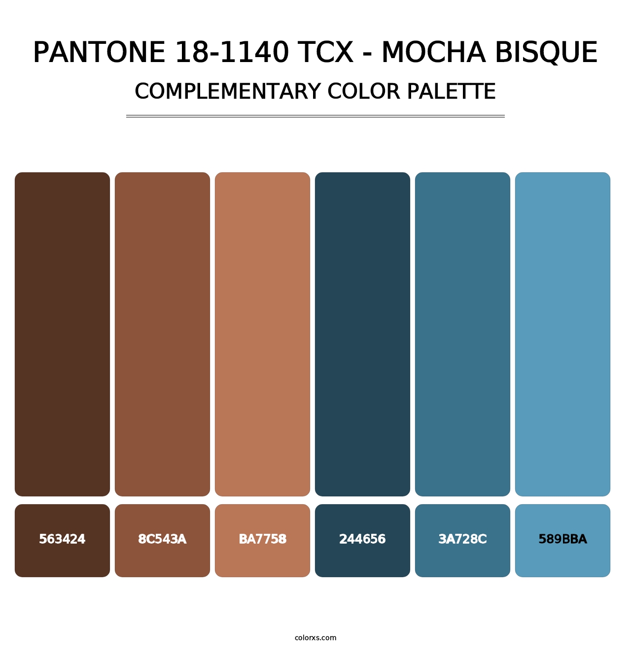 PANTONE 18-1140 TCX - Mocha Bisque - Complementary Color Palette