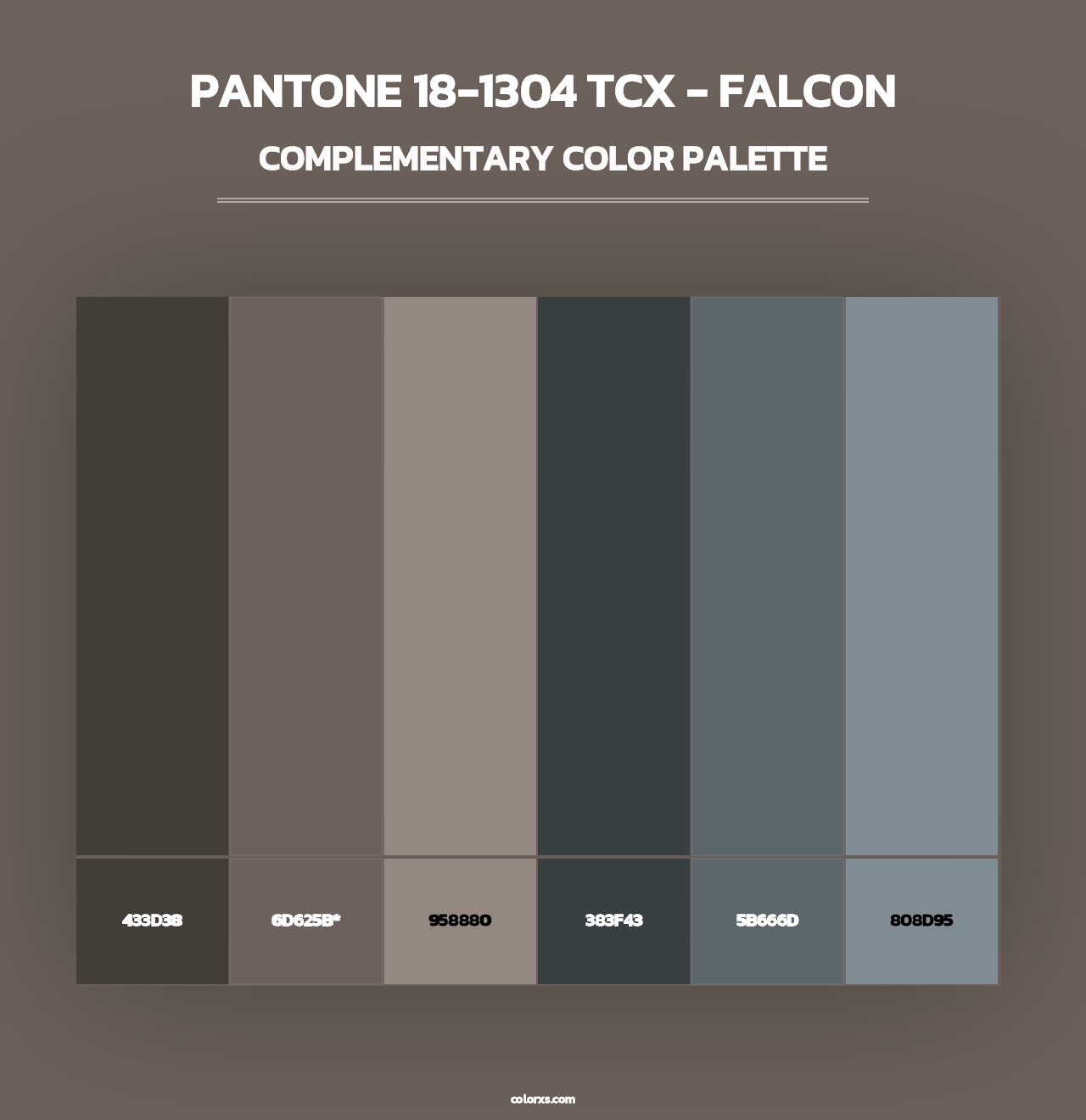 PANTONE 18-1304 TCX - Falcon - Complementary Color Palette