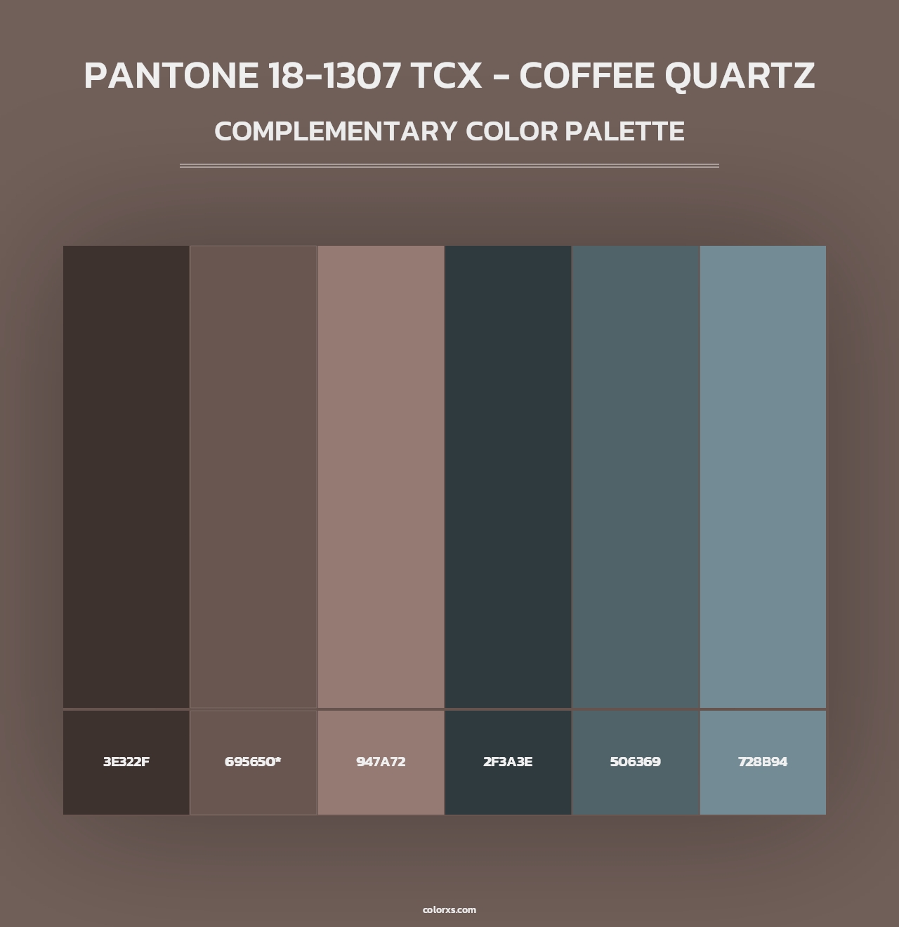 PANTONE 18-1307 TCX - Coffee Quartz - Complementary Color Palette