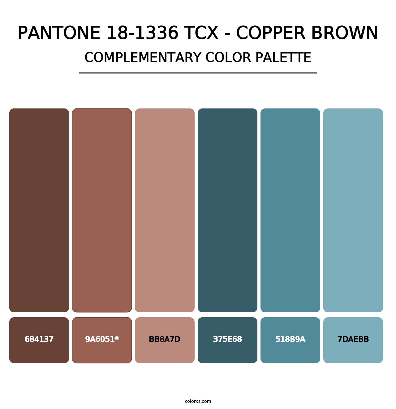 PANTONE 18-1336 TCX - Copper Brown - Complementary Color Palette