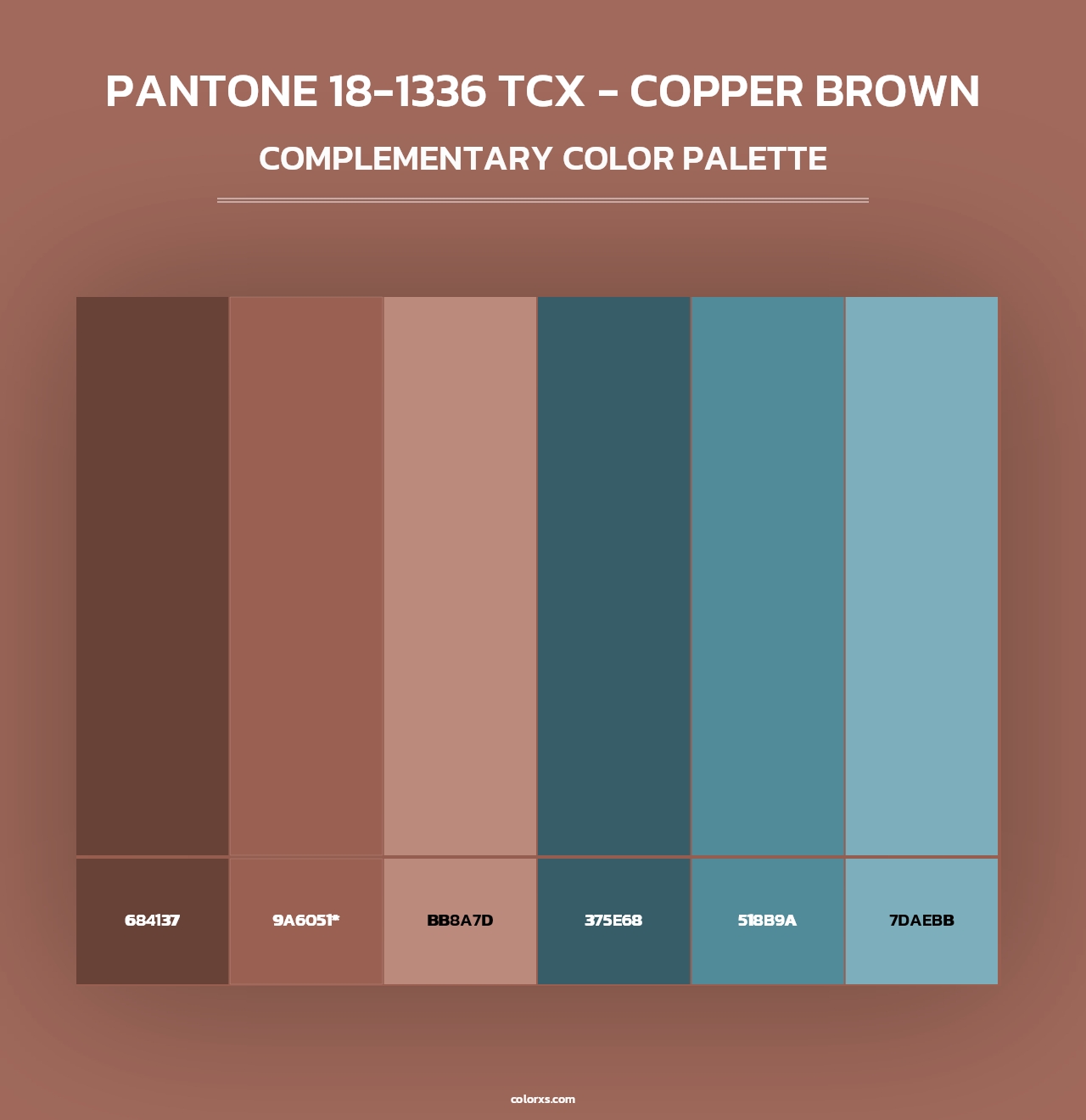 PANTONE 18-1336 TCX - Copper Brown - Complementary Color Palette