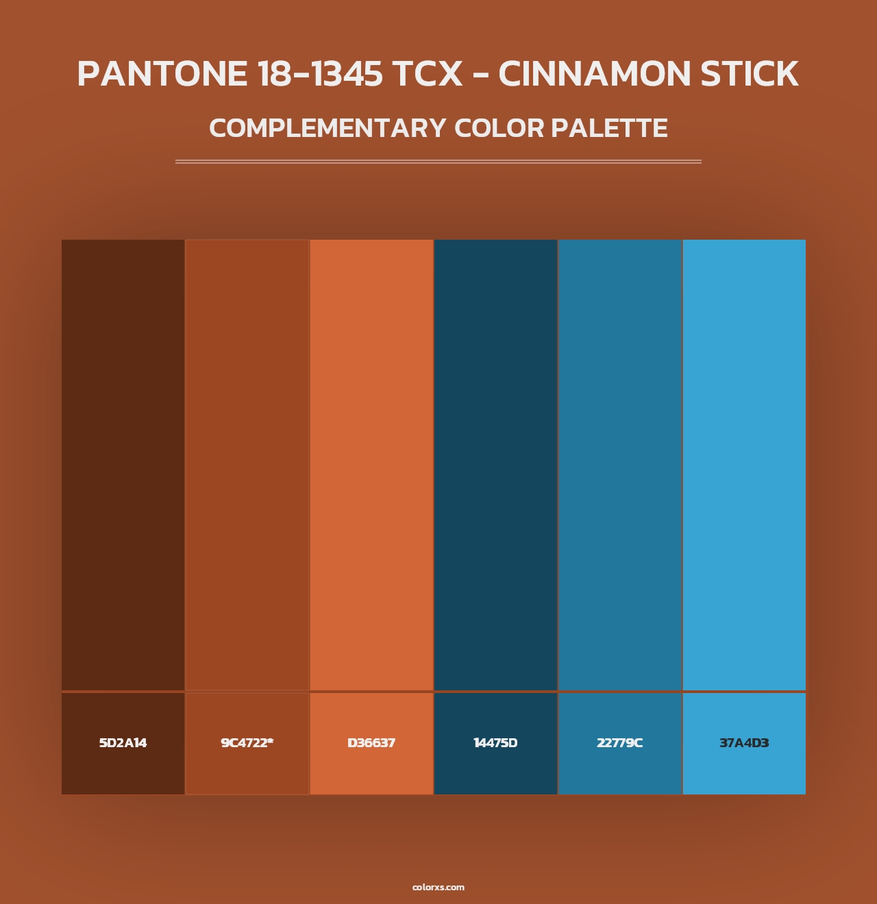 PANTONE 18-1345 TCX - Cinnamon Stick - Complementary Color Palette